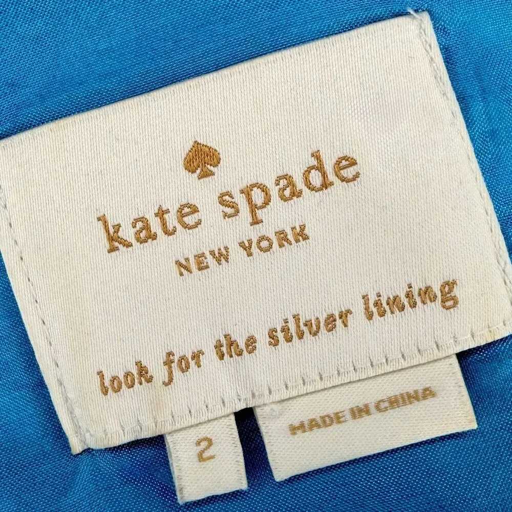 Kate Spade New York Blue Evie Sleeveless Shift Dress Mikado Silk Blend Sz 2 GUC!